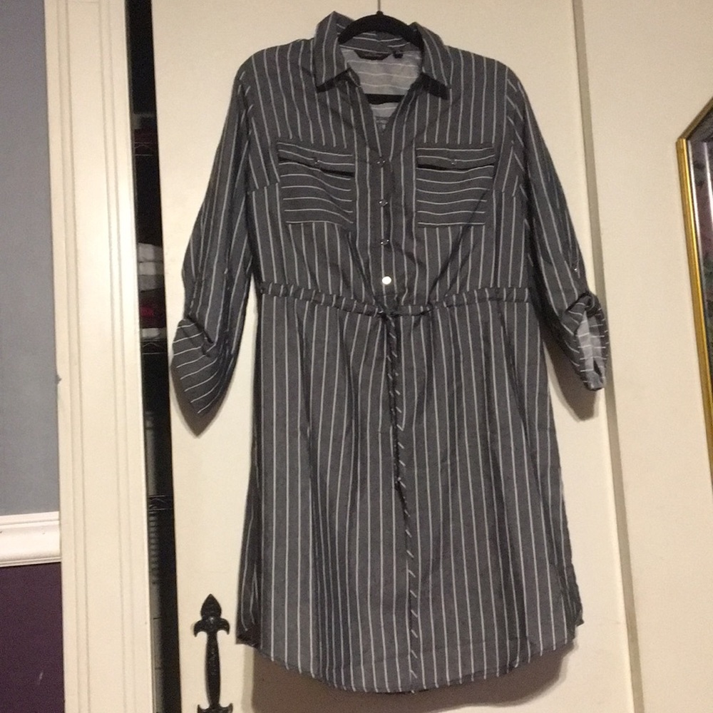 Silver grey pinstripe dress